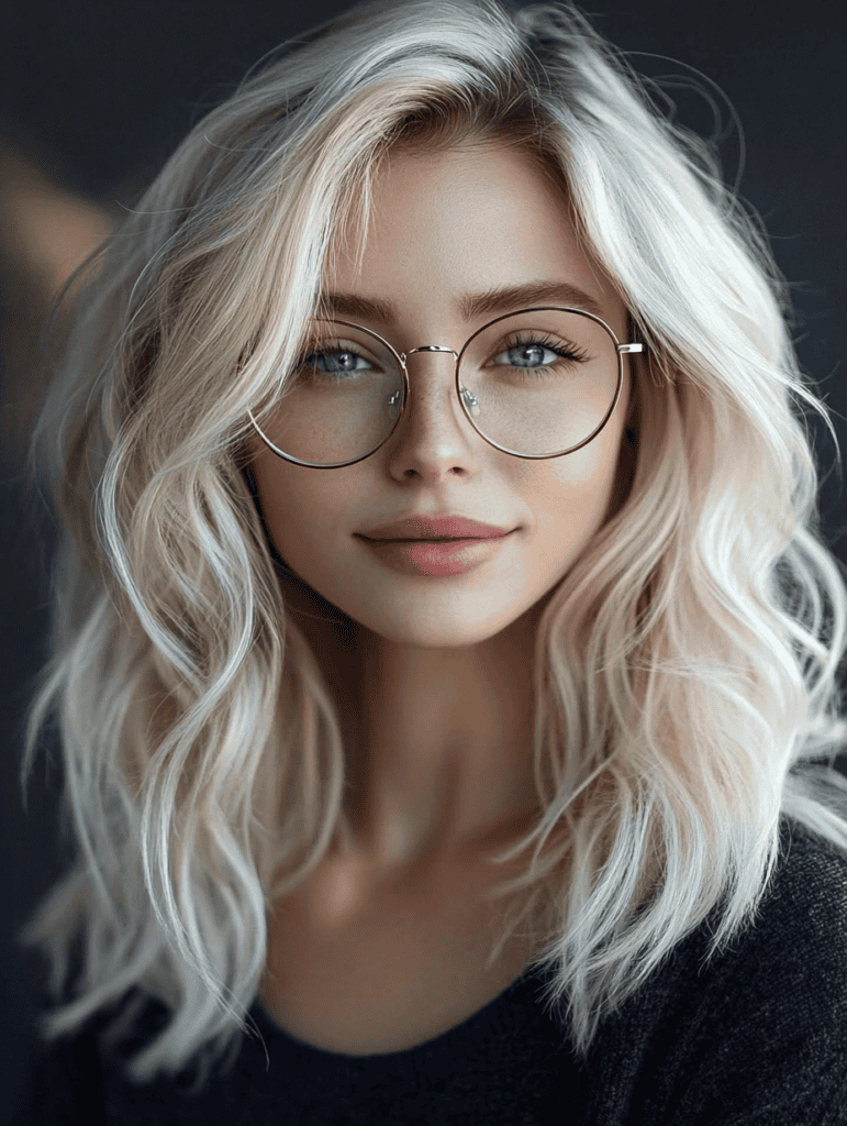 Blonde hair woman glasses Blonde hair woman glasses