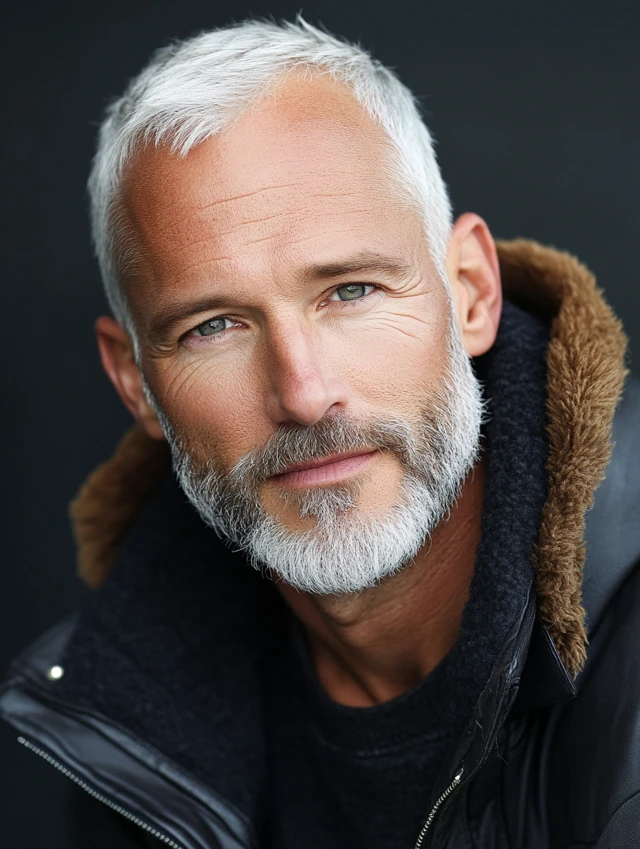 A man over 50 with thinning hair with a classic crop