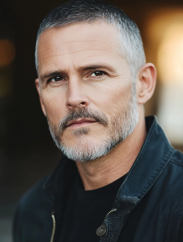 A man over 50 with thinning hair with a crew cut