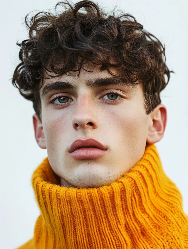 Curly Edgar modeled by a young male
