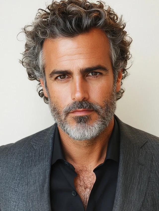 A man over 50 with a curly business cut