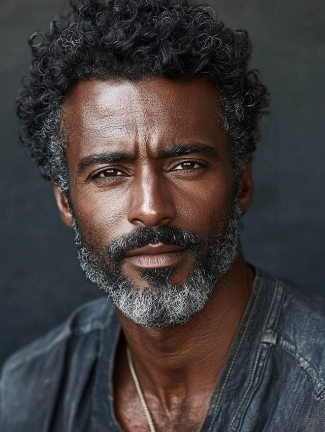 A black man over 50 with a textured crop hairstyle