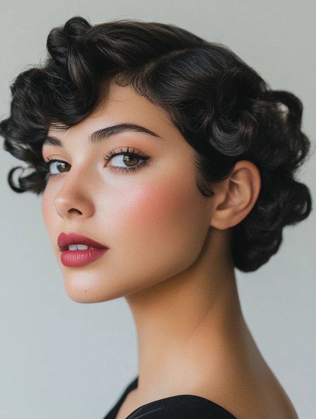 A woman with finger waves hairstyle