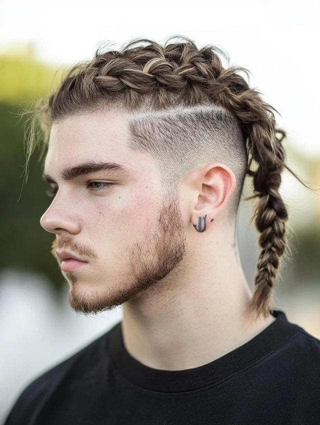 French braids with undercut modeled by a young man