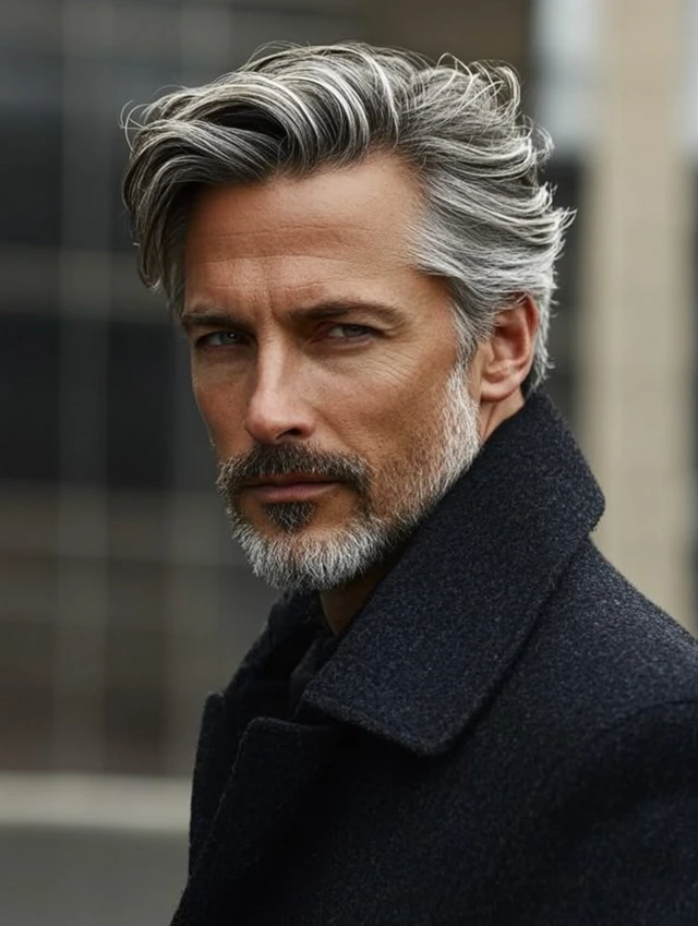 A man over 40 with an Ivy League haircut