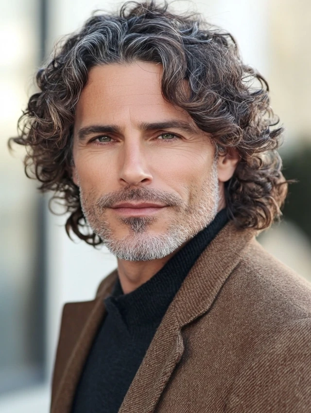 A man over 50 with layered curls