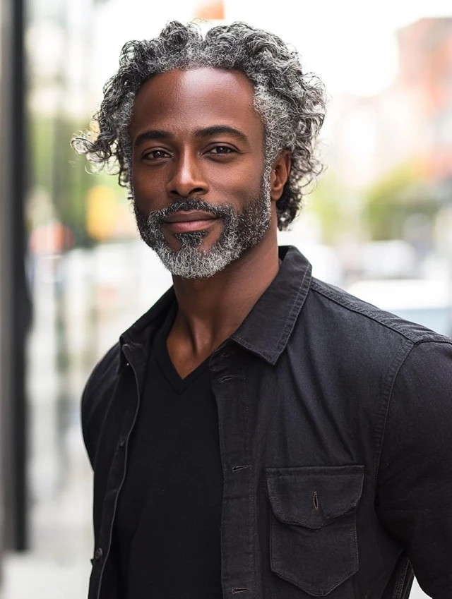 A man over 50 with loose waves hairstyle