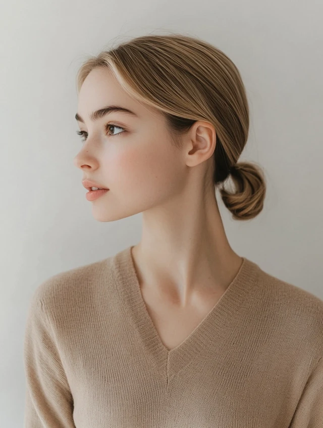 Low knotted ponytail short hair