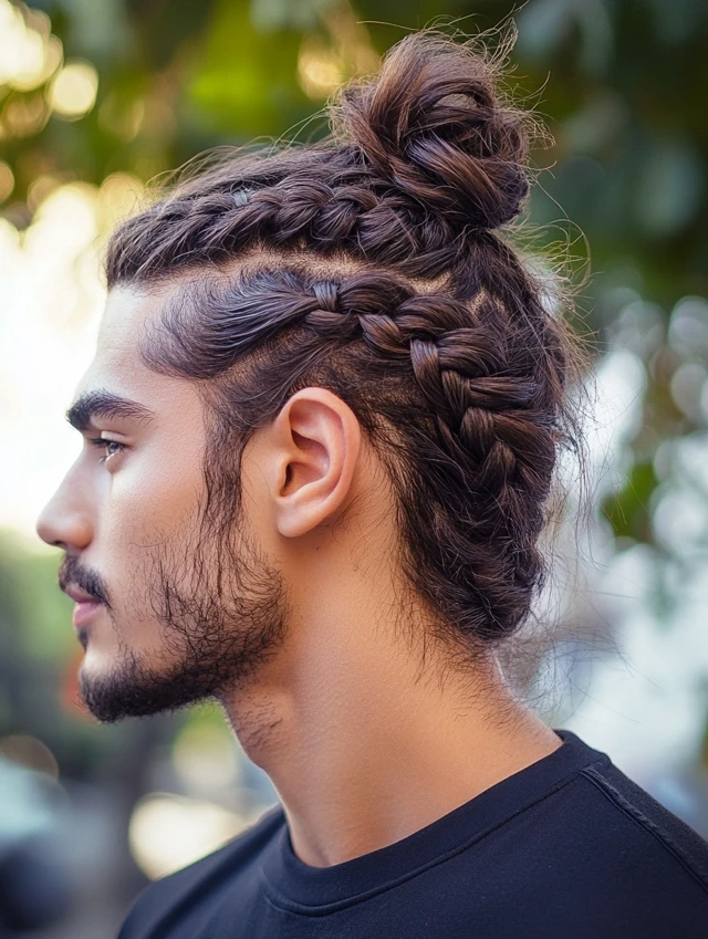 Man bun with braid