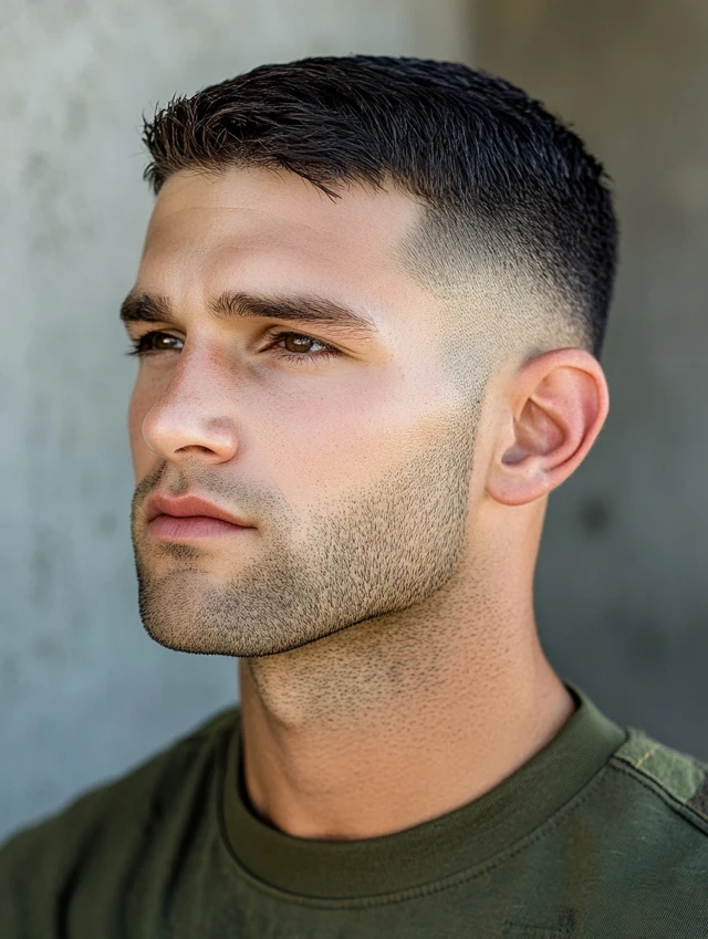 Male with a military crew cut