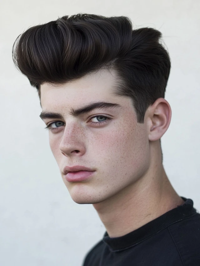 Modern Pompadour Edgar modeled by a young male