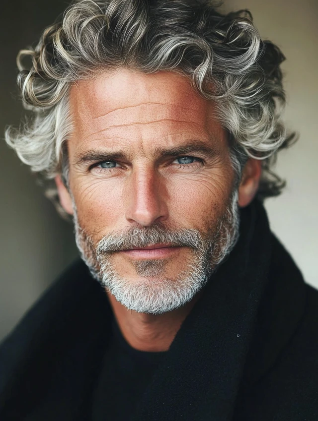 A man over 50 with salt and pepper style curly hair