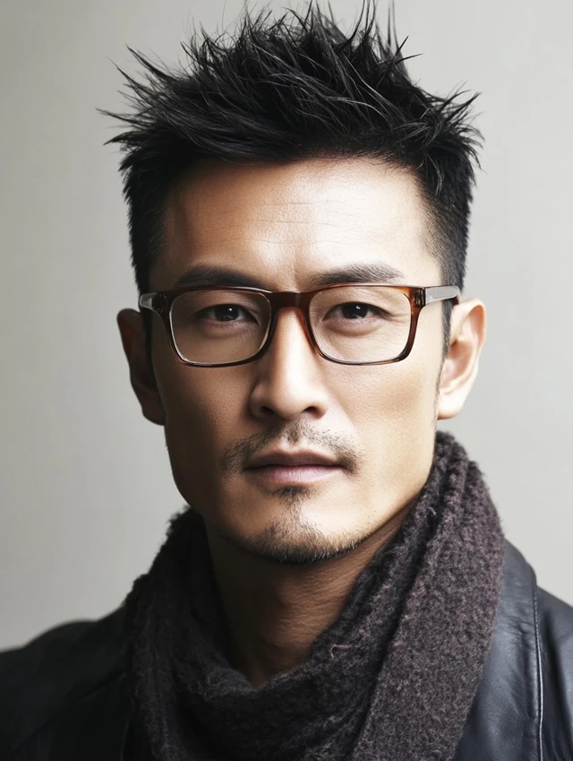 A man over 50 with glasses with a short and spiky haircut