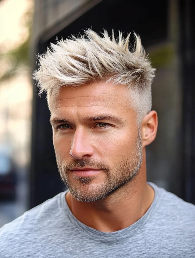 Short spiked up man over 40