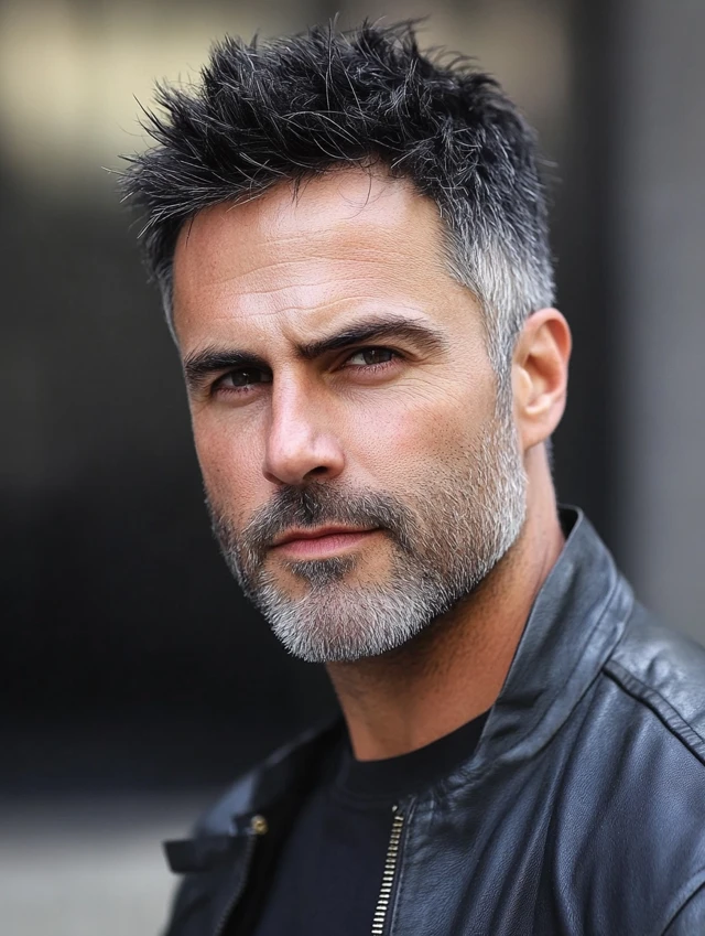 A man over 40 with a short spiky top