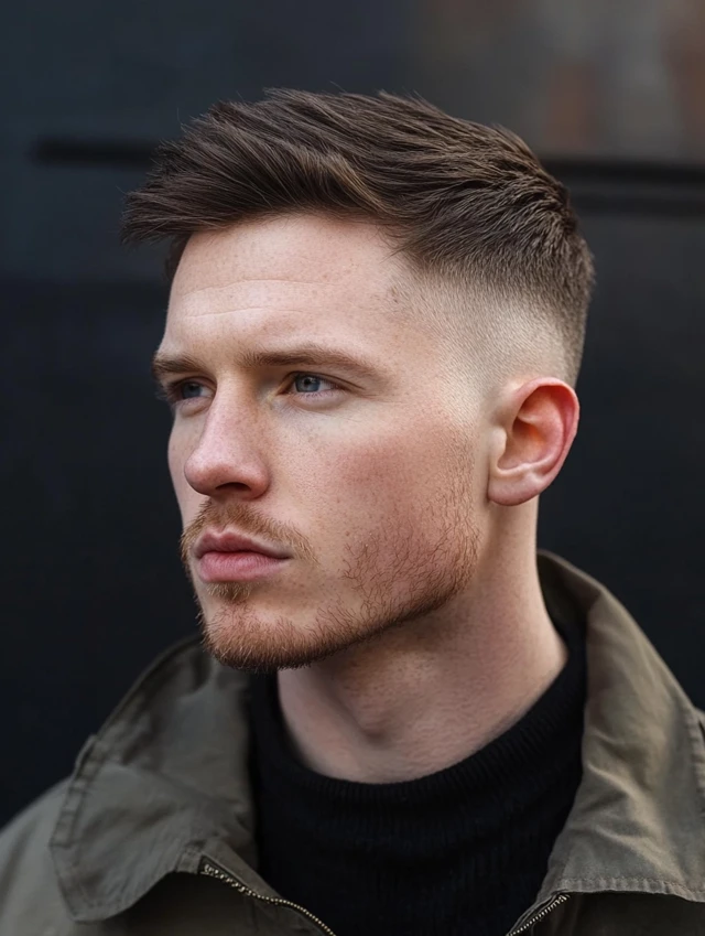 Side-Swept Crew Cut modeled by a young man