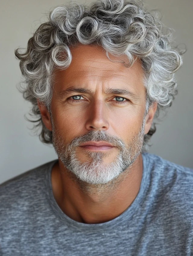 A man over 50 with a silver curly top