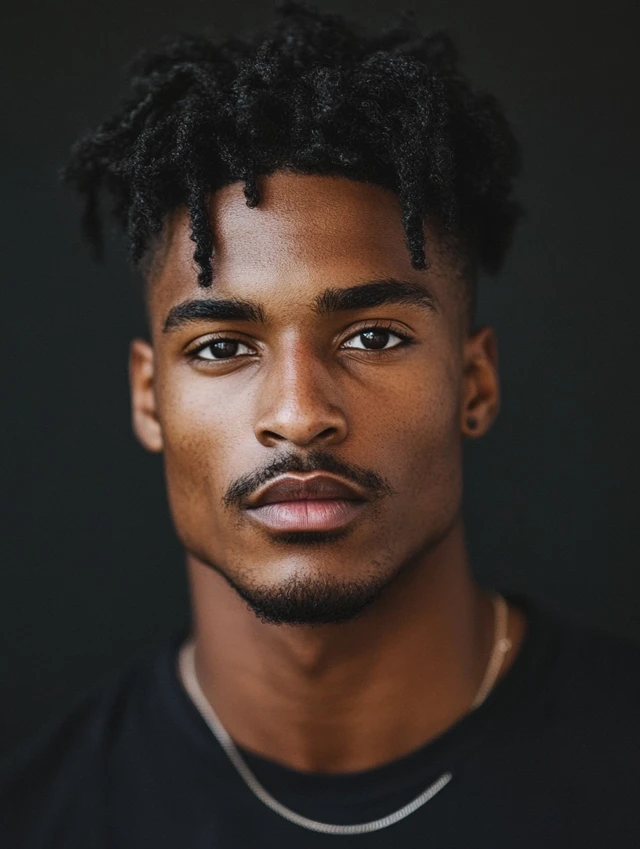 A man wearing simple twists hairstyle for short hair