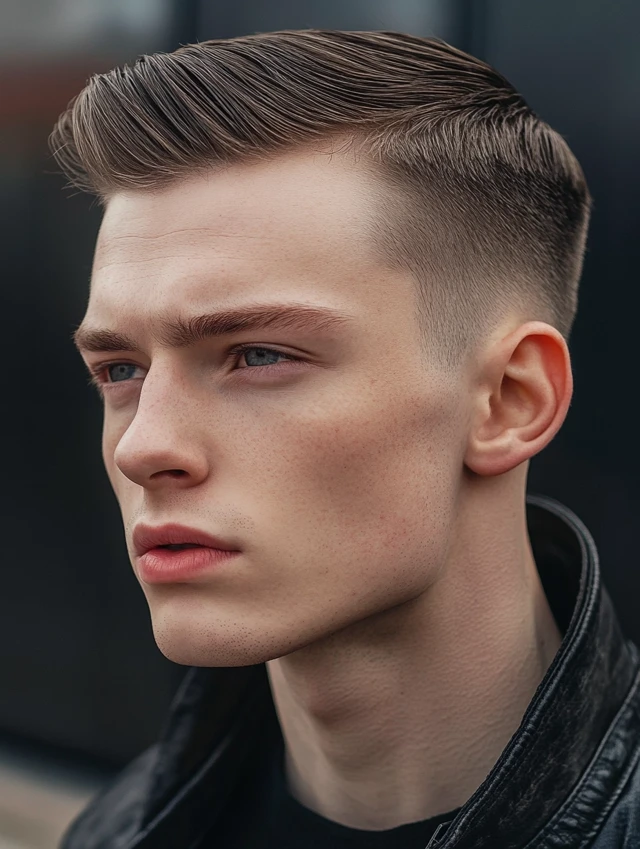 A man with a Slicked Back Crew Cut