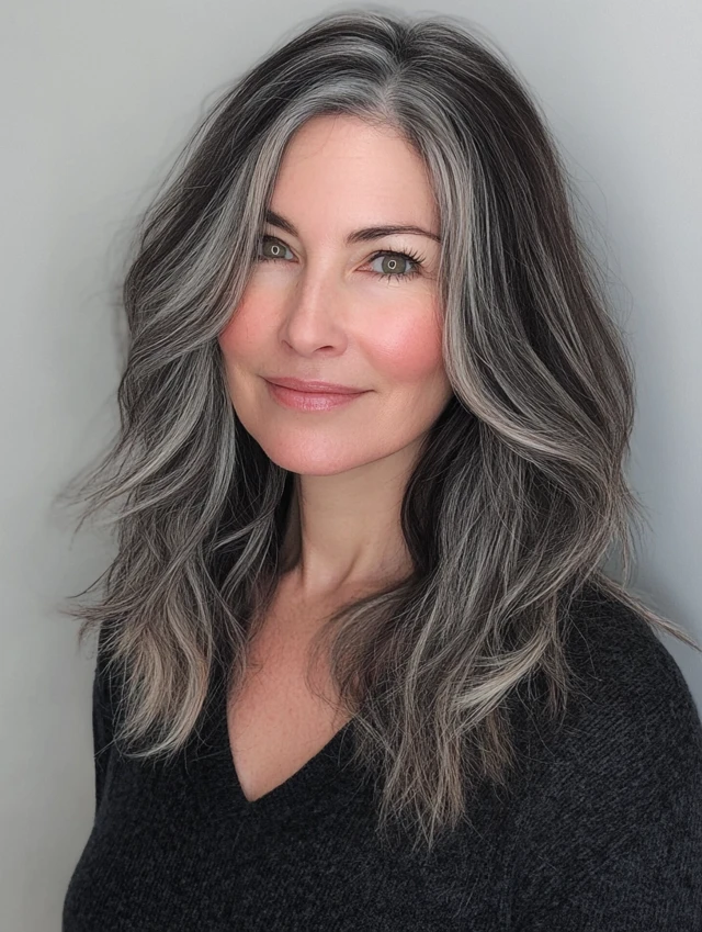 Woman with Smoky Gray Blending Balayage