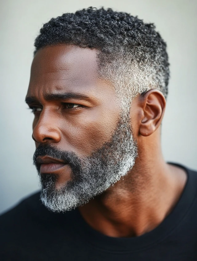 A man over 50 with thinning hair with a tapered cut