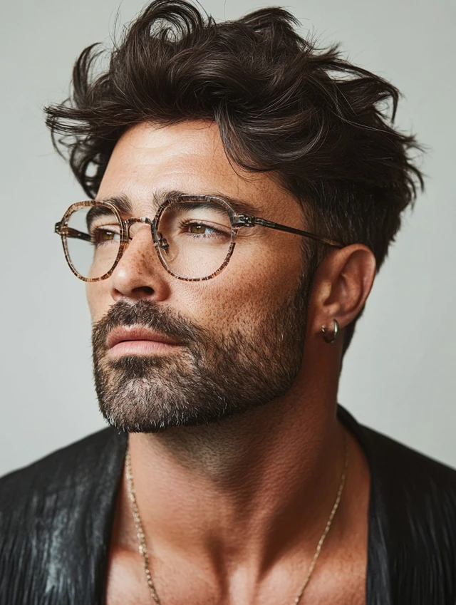A man over 50 with glasses with a textured crop