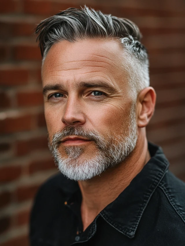 A man over 40 with an undercut with short top hairstyle