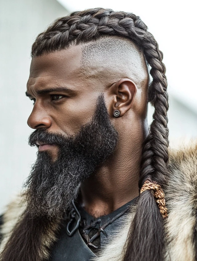  A long Viking Braid worn by a young man