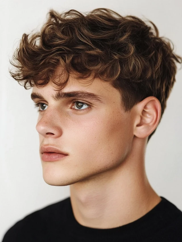 Wavy Crew Cut modeled by a young man